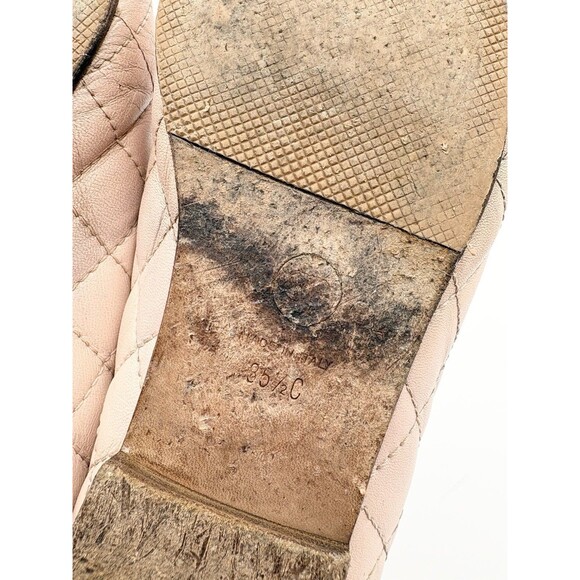 Chanel Ballet Flats Pink Quilted Leather w/ CC Logo Toe & Ribbon Sz EU 35.5 5.5 - Picture 13 of 15